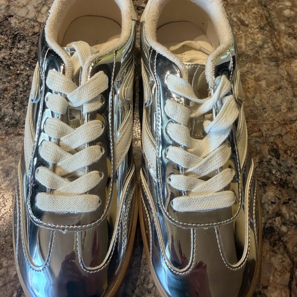 Madden Girl Silver and Tan Sneakers - Picture 2 of 4